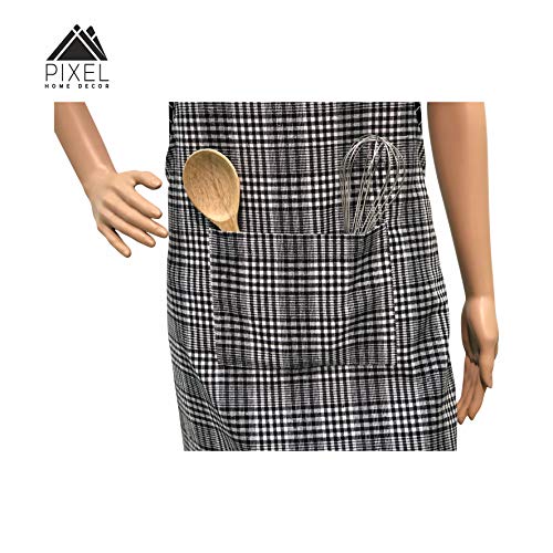 PIXEL HOME DECOR Cotton Apron with Front Center Pocket with End Random Colour (Black Stripe Apron) (Plastic -Free) - Image 3