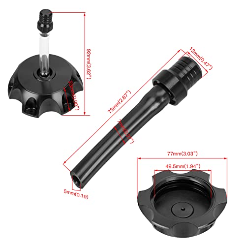 GREHUA Dirt Bike Fuel Cap Cover & Vent Hose Compatible with 50cc 70cc 90cc 110cc 125cc SSR110 SSR125 Pitster Probike TaoTao DB SDG DHZ WPB RPS KAYO YZ80 Pitbike Parts CNC Aluminum Black - Image 4