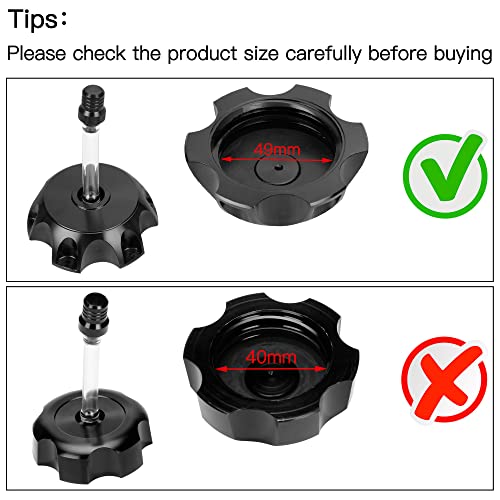 GREHUA Dirt Bike Fuel Cap Cover & Vent Hose Compatible with 50cc 70cc 90cc 110cc 125cc SSR110 SSR125 Pitster Probike TaoTao DB SDG DHZ WPB RPS KAYO YZ80 Pitbike Parts CNC Aluminum Black - Image 2