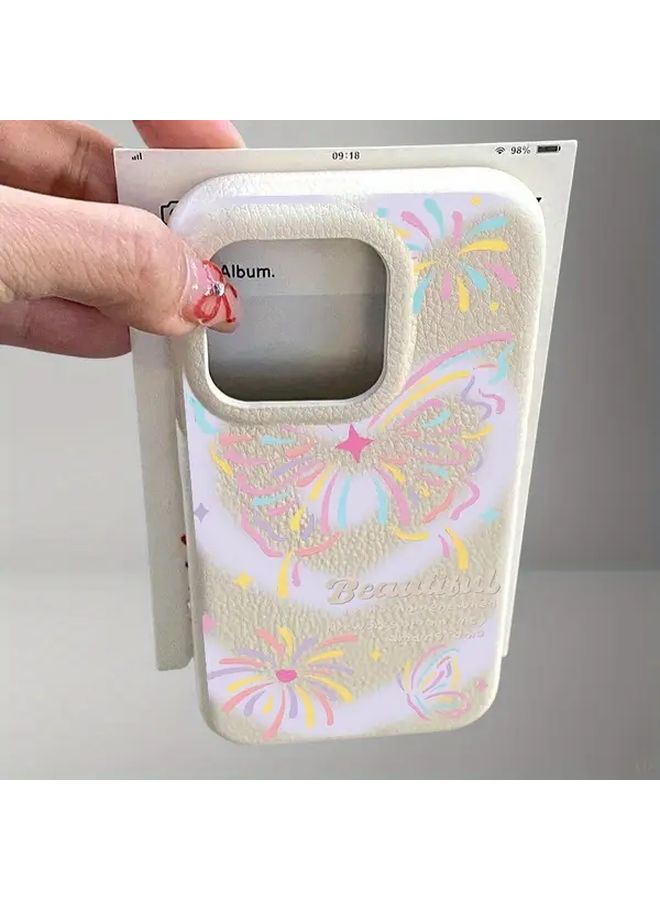 غطاء هاتف iPhone 15 بمربعات فراشة الدوبامين الزرقاء المضادة للصدمات - Image 4