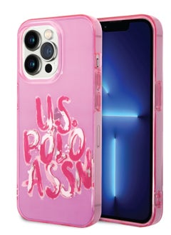 U.S.Polo iPhone 14 Pro Max Case PC/TPU Transparent with Graffiti Logo - Pink  - Image 5