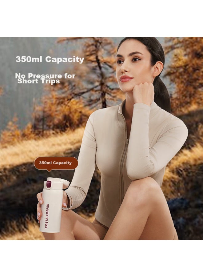 JD.com Jd Jingzao كوب معزول غطاء ربيعي كوب قهوة محمول للرجال والنساء، زجاجة ماء من الفولاذ المقاوم للصدأ، 350مل - Image 5