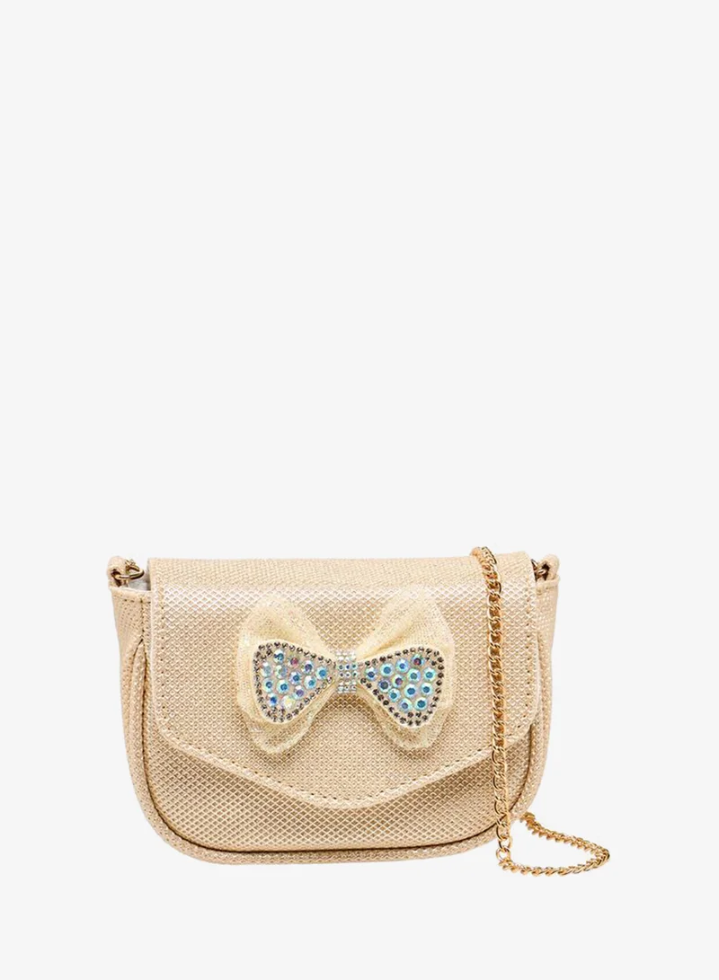 Flora Bella By Shoexpress Embellished Bow Crossbody Bag with Chain Strap