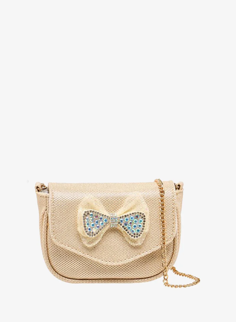 Flora Bella By Shoexpress Embellished Bow Crossbody Bag with Chain Strap
