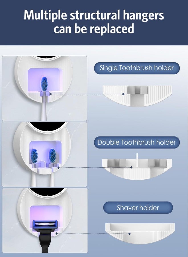 Temracha UV Toothbrush Cleaner Holder, Temracha LED Smart Screen, Cleaning and 60-Degree Drying, Automatic Rotating Cover Rechargeable Wall Mount Toothbrush Organizer for Bathrooms - Image 5
