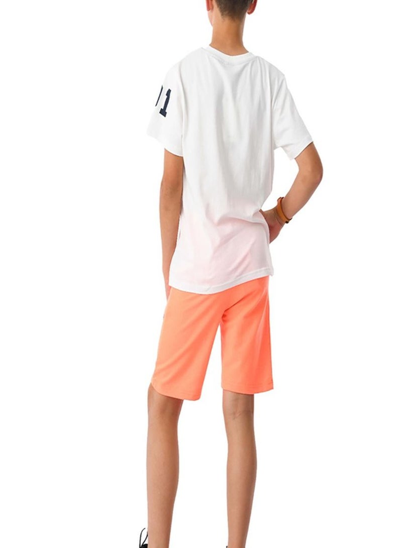 Urbasy Boys/Teens Printed Round Neck T-Shirt Set With Orange Shorts - Image 4