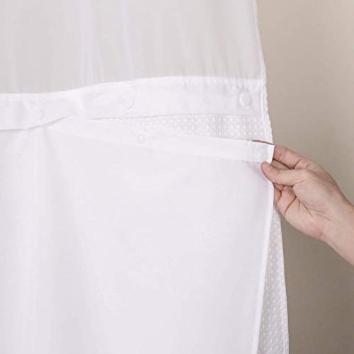 River Dream Snap in Fabric Shower Curtain Liner Replacement - 70W x 54H, White, with Magnets-Detachable Liner,(Fit 71(W) x 74(H) with Window Shower Curtain) - Image 1