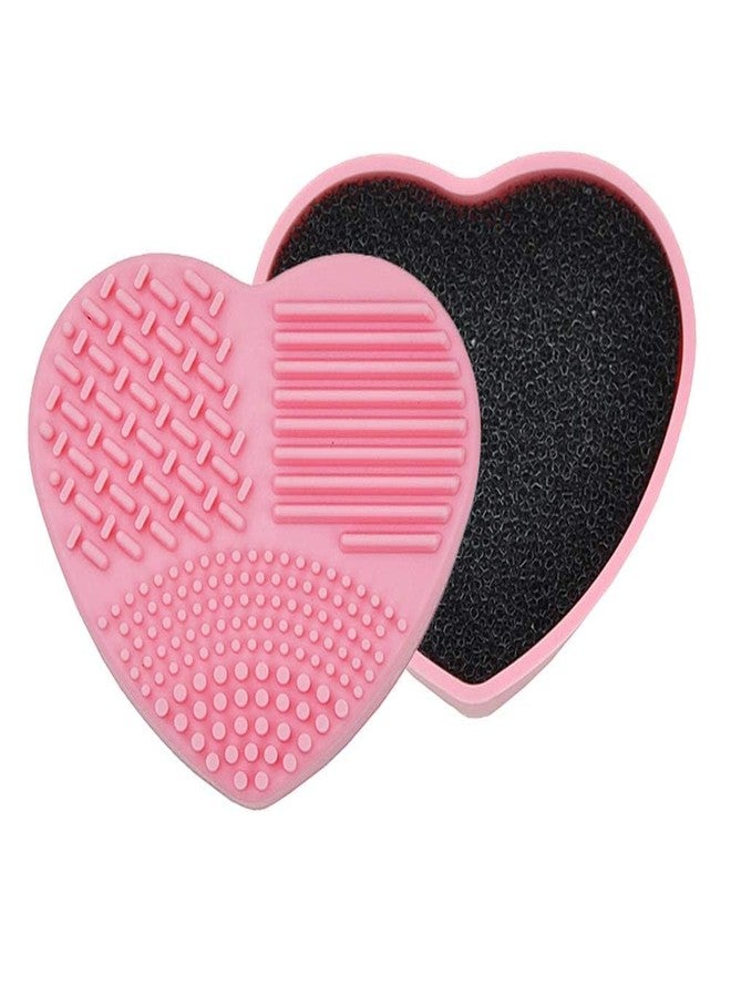 MobFest® Silicone Makeup Brushes Cleaning Cosmetic Sponge 2 in1 Heart Shape Brush Cleaner Pad, Multicolor (M, 1) - Image 1