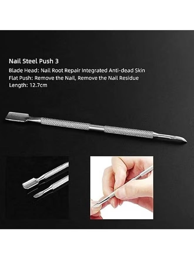 ORiTi 4-Piece Stainless Steel Cuticle Tool Set - Cuticle Pusher, Peeler & Scraper for Gel Nail Polish Removal, Professional Manicure Kit - Image 2