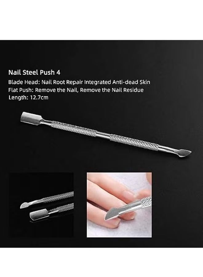 ORiTi 4-Piece Stainless Steel Cuticle Tool Set - Cuticle Pusher, Peeler & Scraper for Gel Nail Polish Removal, Professional Manicure Kit - Image 3