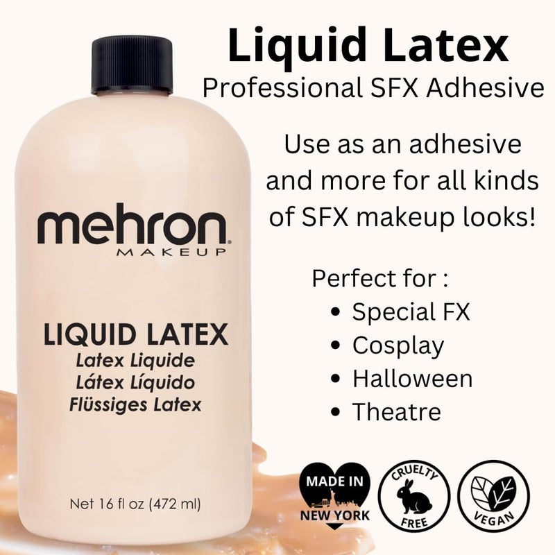 Mehron Makeup Liquid Latex (16 oz) (Light Flesh) - Image 2