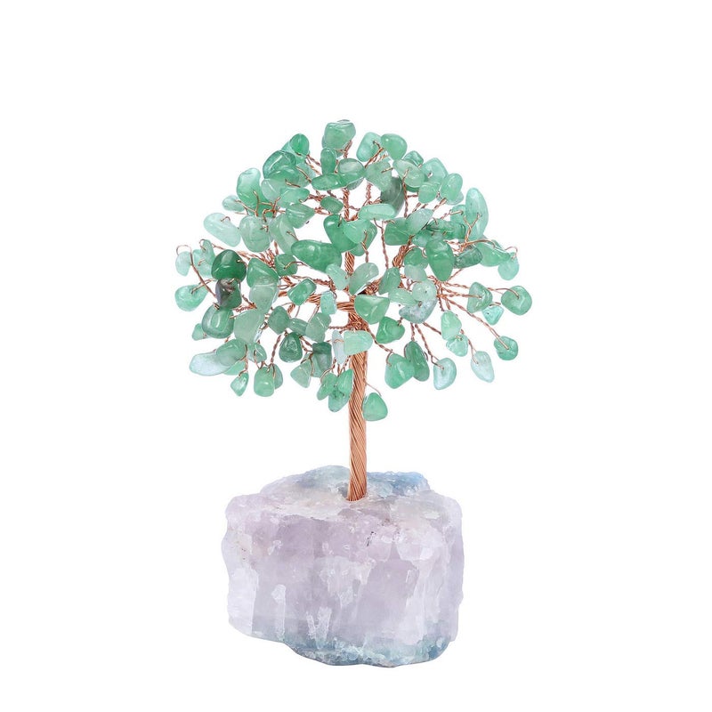 JSDDE Green Aventurine Crystal Tree Healing Crystals Gemstones Feng Shui Tree Natural Tumbled Stones Money Life Tree Figurines