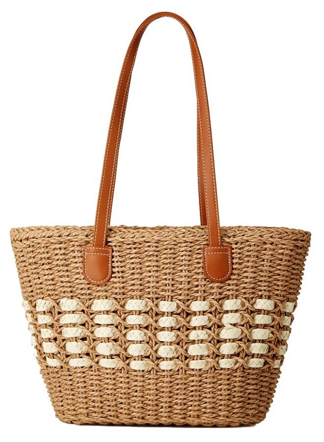 Caistre Women’s Tote Bag Straw Beach Shoulder Handbag Fashion Purse 2026 Summer Vacation Travel Woven Top Handle Bag - Image 1