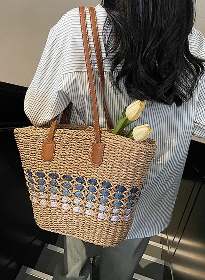 Caistre Women’s Tote Bag Straw Beach Shoulder Handbag Fashion Purse 2026 Summer Vacation Travel Woven Top Handle Bag - Image 2