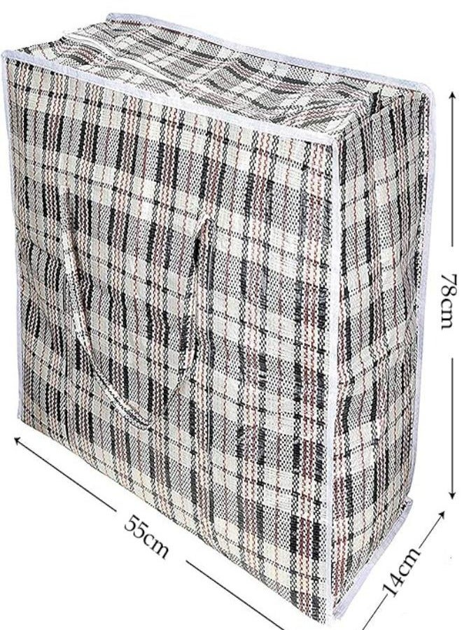 DUNISO 3 Pcs Moving Storage Laundry Bags Moving/Shopping Bags with Zipper & Handles - Reusable Storage Zip Bag,XL Size Heavy Duty Nylon Organizer Bags for Quilts Blankets Pillows Cloths，1 black Grid , 1 Red Grid, 1 Blue Grid  - Image 2