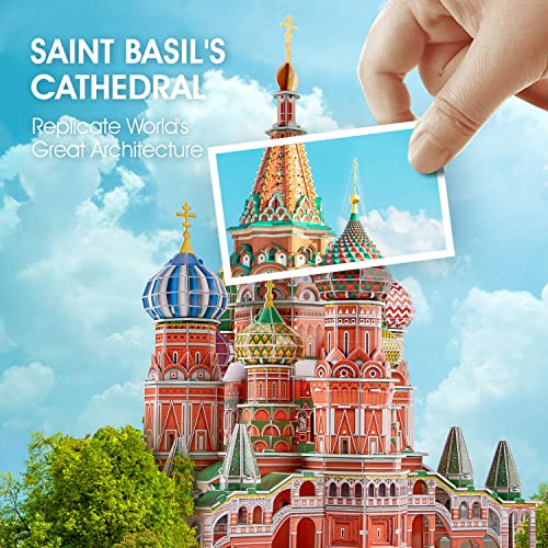 CubicFun LED Russia Cathedral 3D Puzzles for Adults Kids, St.Basil's Cathedral Architecture Building Church Model Kits Toys for Teens, 224 Pieces - Image 2
