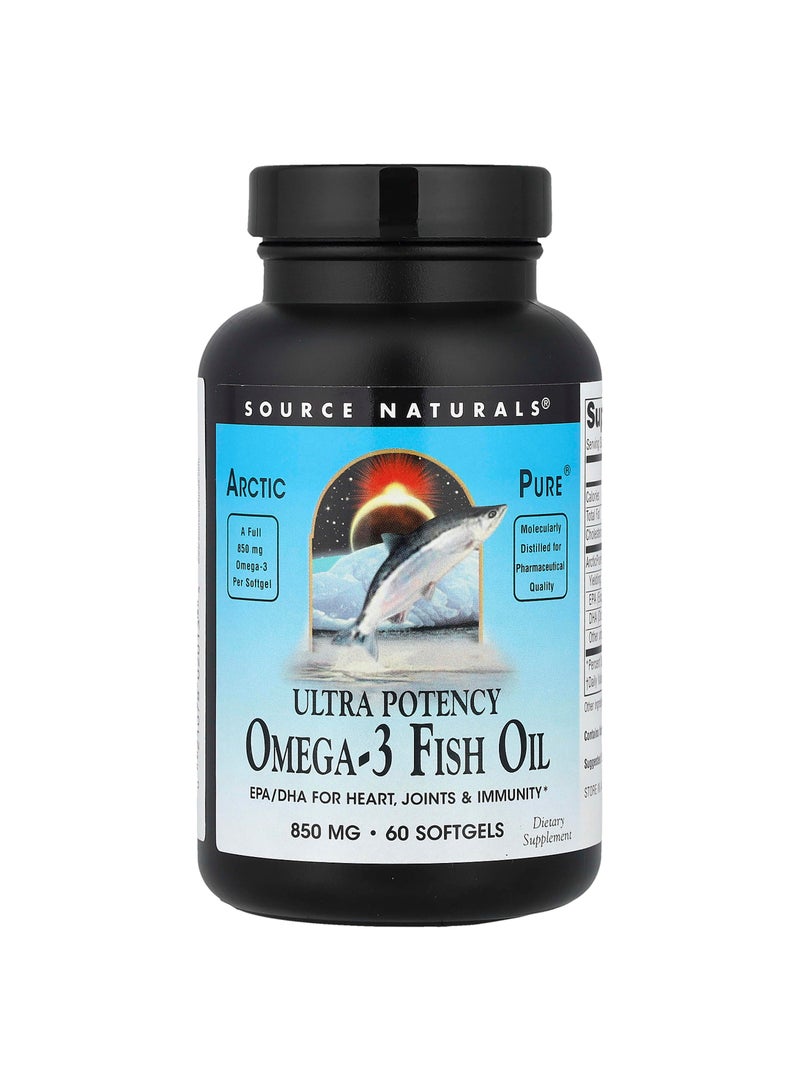 Source Naturals Arctic Pure®, Ultra Potency Omega-3 Fish Oil, 850 mg, 60 Softgels
