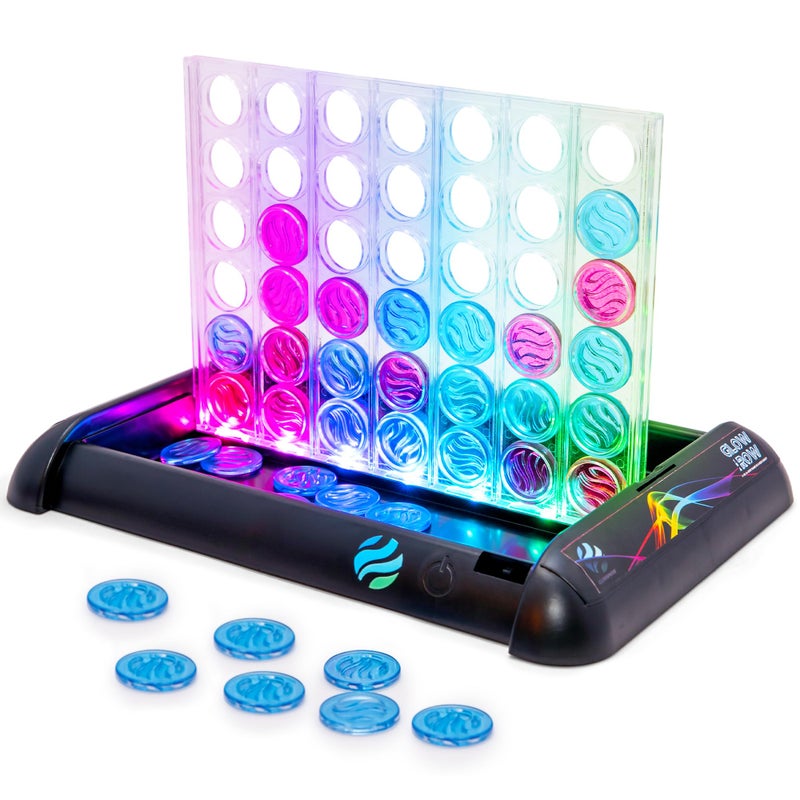 Glowsphere Glow in a Row Light-Up 4 in a Row Board Game, Strategy Games for Kids Ages 6 and Above, 2 Player Game, Perfect for Kids and Adults Family Game Night - Image 1