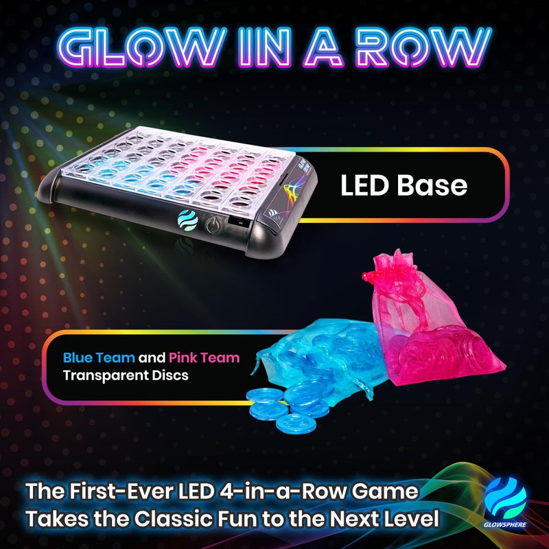 Glowsphere Glow in a Row Light-Up 4 in a Row Board Game, Strategy Games for Kids Ages 6 and Above, 2 Player Game, Perfect for Kids and Adults Family Game Night - Image 3
