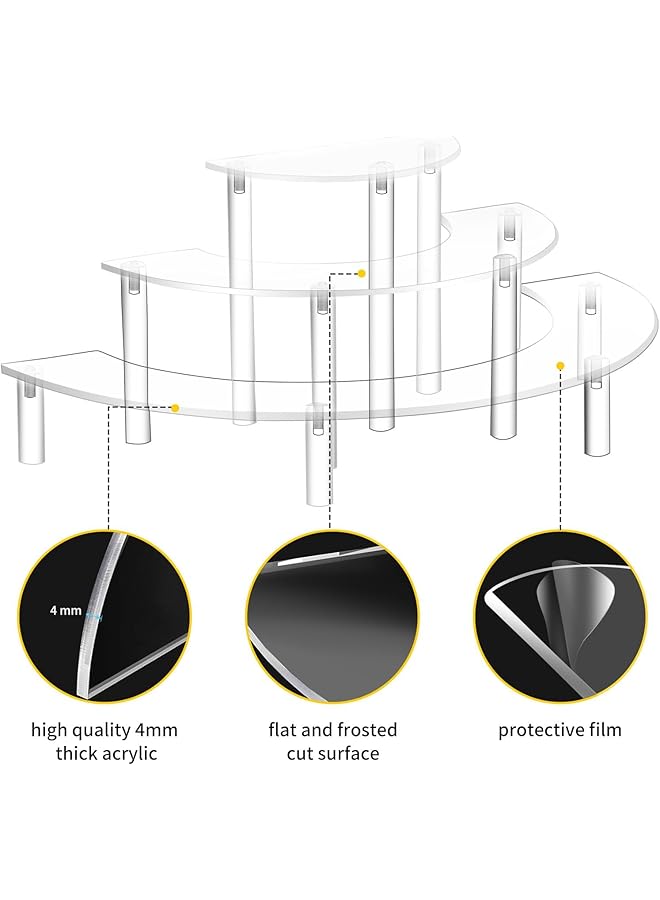 إيروريكس حامل كب كيك شفاف من الأكريليك مكون من 3 طبقات لشخصيات Amiibo Funko Pop حامل طعام وحلويات نصف قمر للعرض مجموعة عرض طاولة الحلوى حامل عرض العطور وما إلى ذلك شفاف قطعتان - Image 5