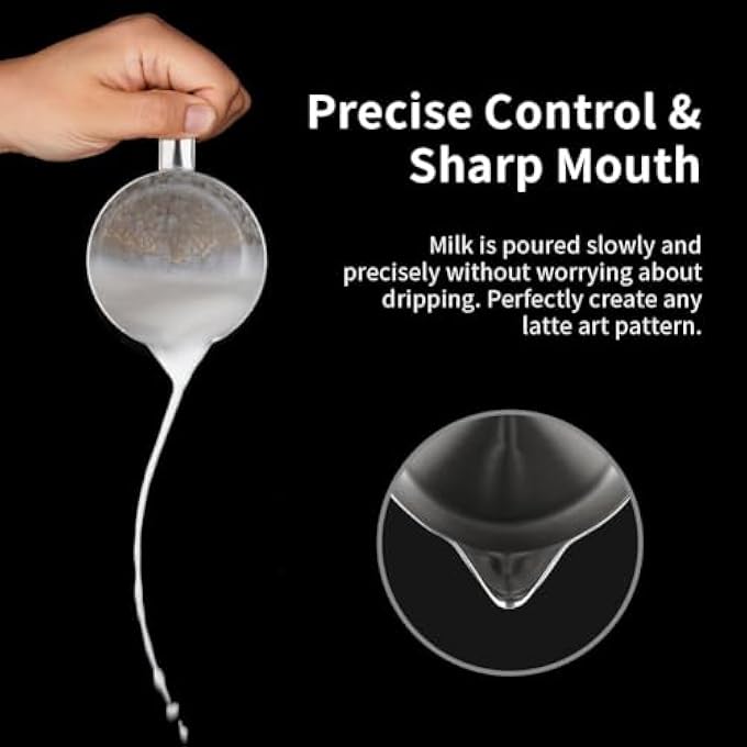 WATCHGET Milk Frothing Pitcher 250Ml8Oz Stainless Steel Espresso Steaming Pitcher Milk Coffee Cappuccino Latte Art Barista Steam Pitcher Milk Frothing Jug - Image 5