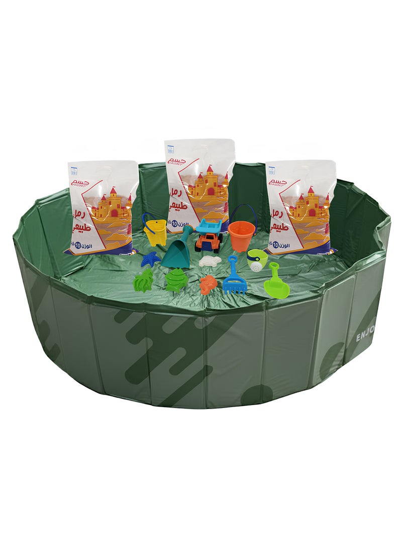 HASSM Sand set: Sand barrier + 3 bags of natural sand (10 kg each) + Sand play set (discounted) - Image 2