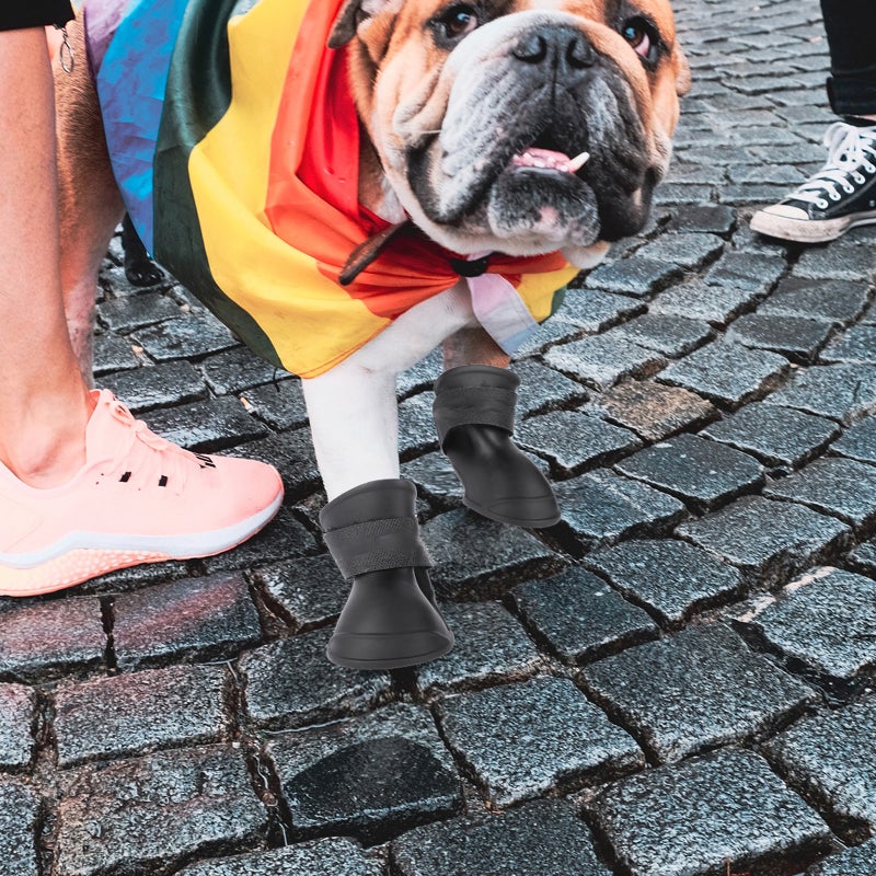 Little Pet Dog Puppy Anti- Rain Snow Boots Candy Colors Rubber Boots Shoes - Size (Black) - Image 5