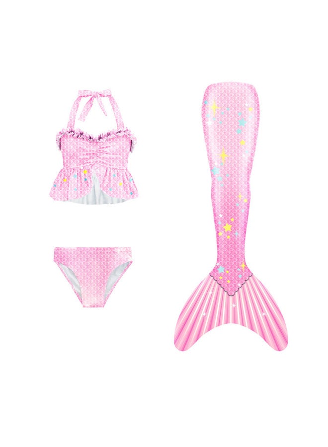 Swimsuit - Girls Mermaid 3-Piece Bikini Set - CX53, 120 - Top Skirt Set, Kids Swimwear, Summer Beach Wear, Mermaid Print, Quick Dry Bathing Suit Swimsuit - Image 2