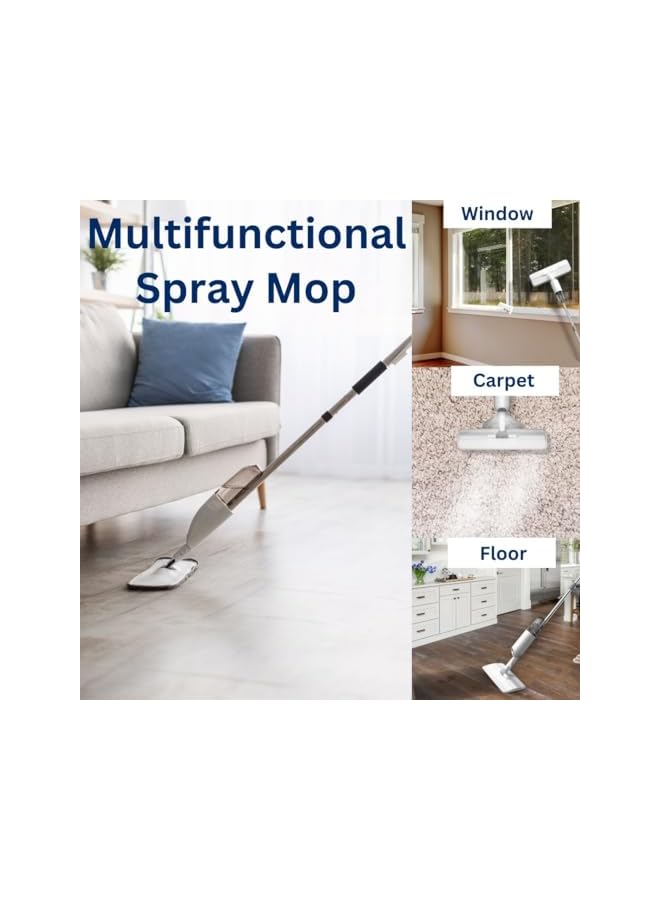 promass Mops for Floor Cleaning, Upgrade your Floor Cleaning with 360° Rotating Floor Mop, 3 Reusable Microfiber Cleaning Mop Pads, Effortless Dry and Wet Spray Mop with 350ml Refillable Bottle - Image 4