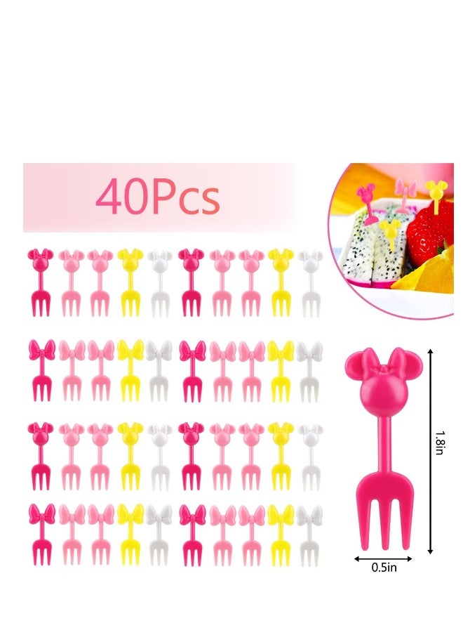 Generic - 40 Pcs Mouse Head Food Picks for Kids, Cute Bento Forks for Lunch Box Decor Accessories, Fork For Kids, Kids Food Picks For Lunch Box, for Cake Dessert Pastry Party - Image 1