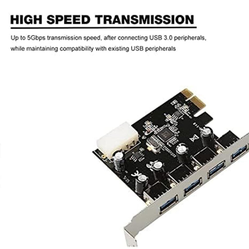 Hexabyte 4-Port USB 3.0 PCI Express Card – SuperSpeed 5Gbps USB Expansion Adapter for Desktop PC – PCIe Interface Compatible with Windows 11/10/8/7 - Image 5