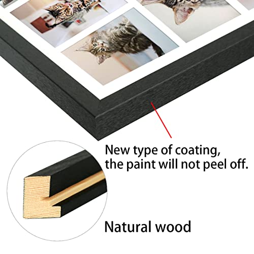 LTYHHK 4x6 Collage Picture Frame 8 Openings Solid Wood, Displays 8 Opening 4x6 with Mat or 16x20 Inch without Mat, Collage Photo Frames Black Family Picture Frame Multi-Photo Set (LMK05a) - Image 4