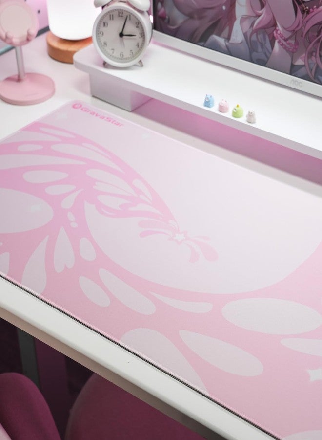 GravaStar Large Gaming Mouse Pad with Non-Slip Rubber Base,Stitched Edge,Desk mat for Laptop,Computer & PC, Wristing Pad for Gamer,Office & Home, 31.5 * 15.7 inch - Pink - Image 4
