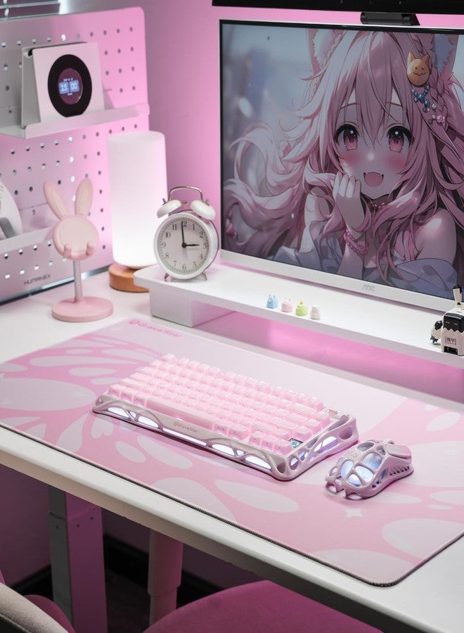 GravaStar Large Gaming Mouse Pad with Non-Slip Rubber Base,Stitched Edge,Desk mat for Laptop,Computer & PC, Wristing Pad for Gamer,Office & Home, 31.5 * 15.7 inch - Pink - Image 3
