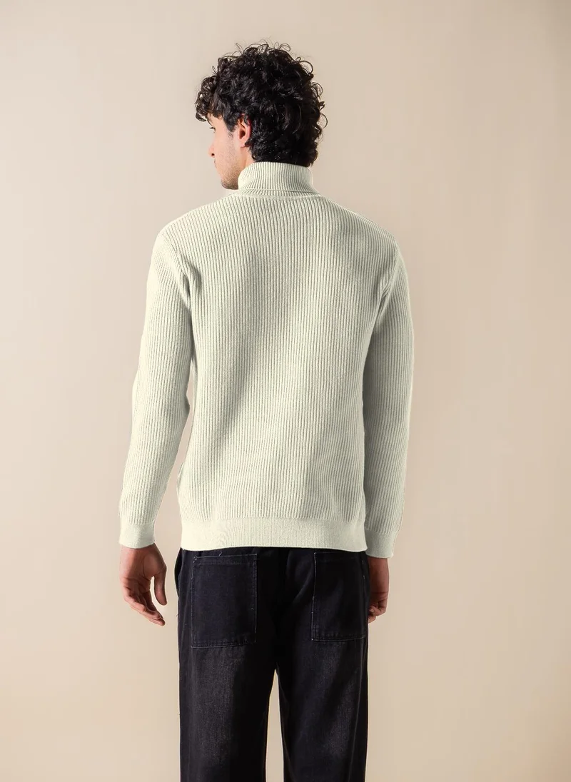 SHAPES RIBBED HIGH-NECK SWEATER