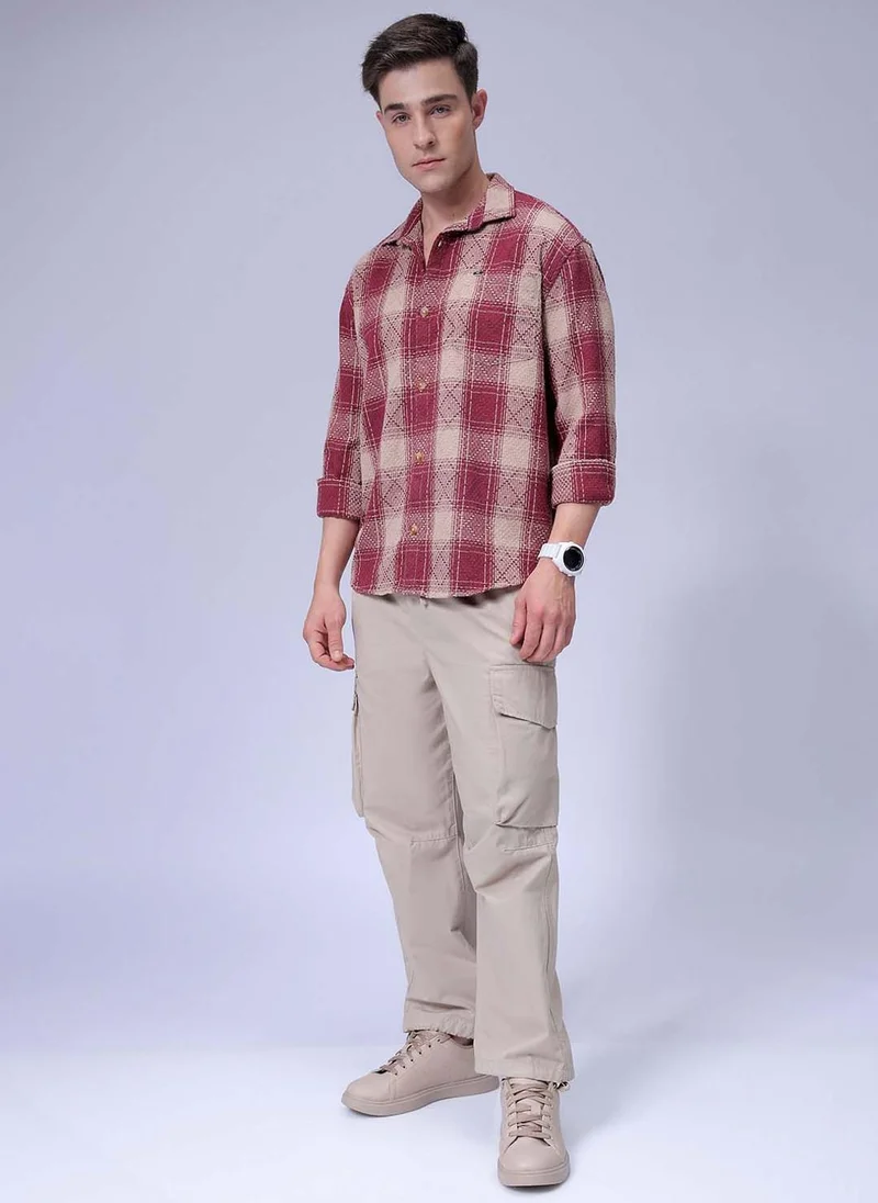 The Indian Garage Co Men Relaxed Fit Checkered Full Sleeves Cutaway Collar Casual Shirt