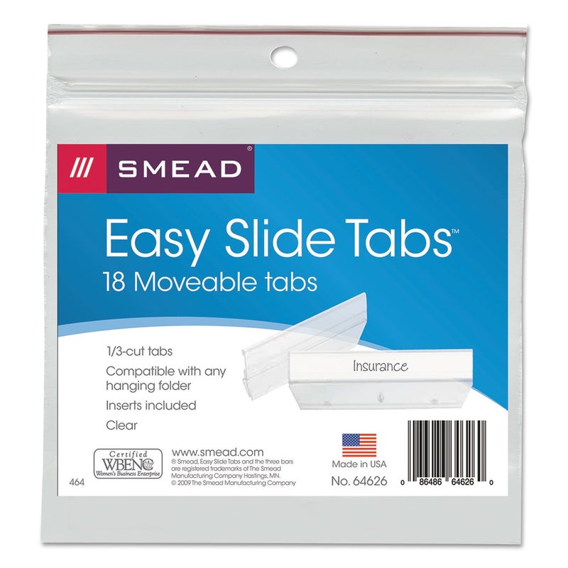 Smead Easy Slide Tab, 1/3-Cut, Clear, 18 Per Pack (64626), Pack of 1 - Image 2