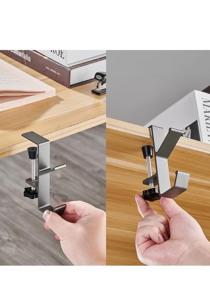 TRASSLE 2Pcs Clamp-On Under Desk Headphone Holder Backpack Hook Students' Desk Hook with Adjustable Arm Clamp Women's Bag Handbag and Purse Holder,suitable for tables of thicknesses 1-5cm  - Image 3