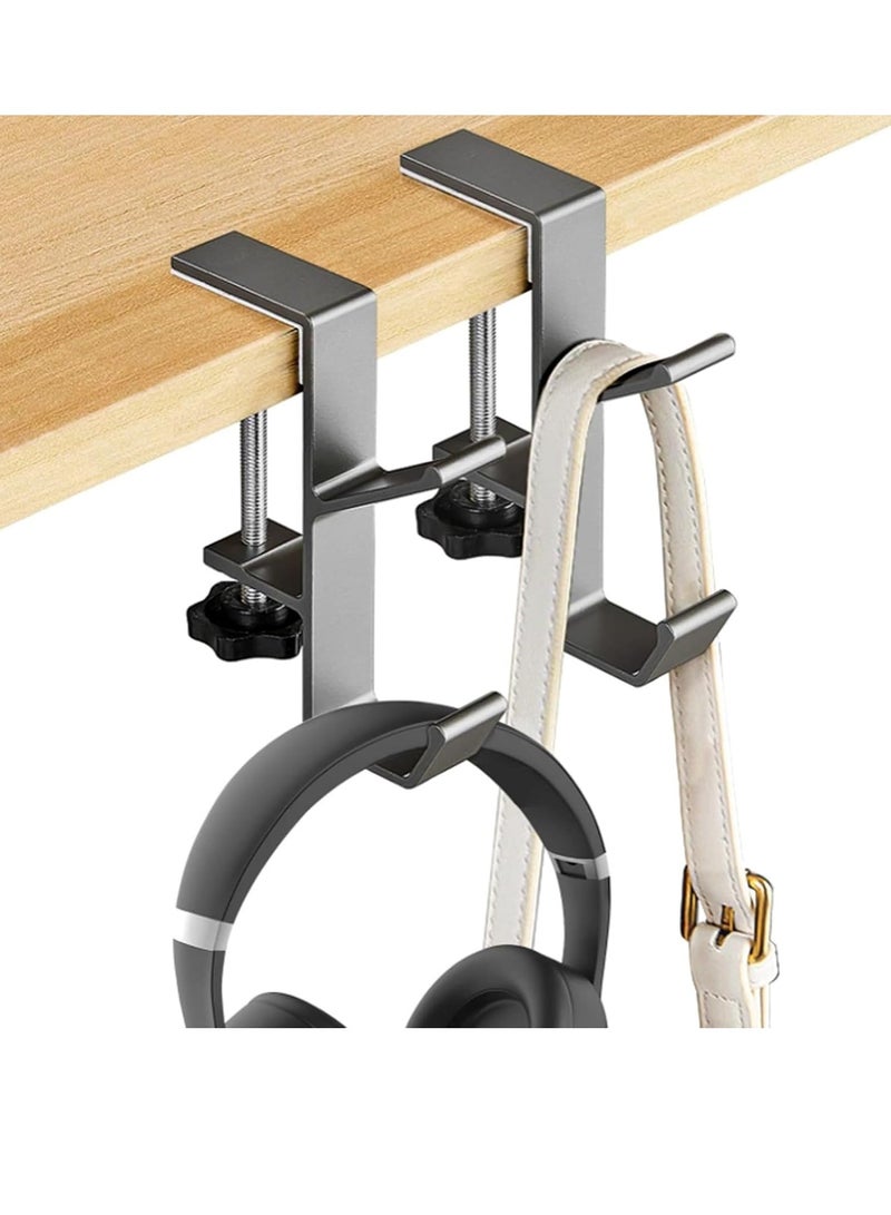 TRASSLE 2Pcs Clamp-On Under Desk Headphone Holder Backpack Hook Students' Desk Hook with Adjustable Arm Clamp Women's Bag Handbag and Purse Holder,suitable for tables of thicknesses 1-5cm  - Image 1
