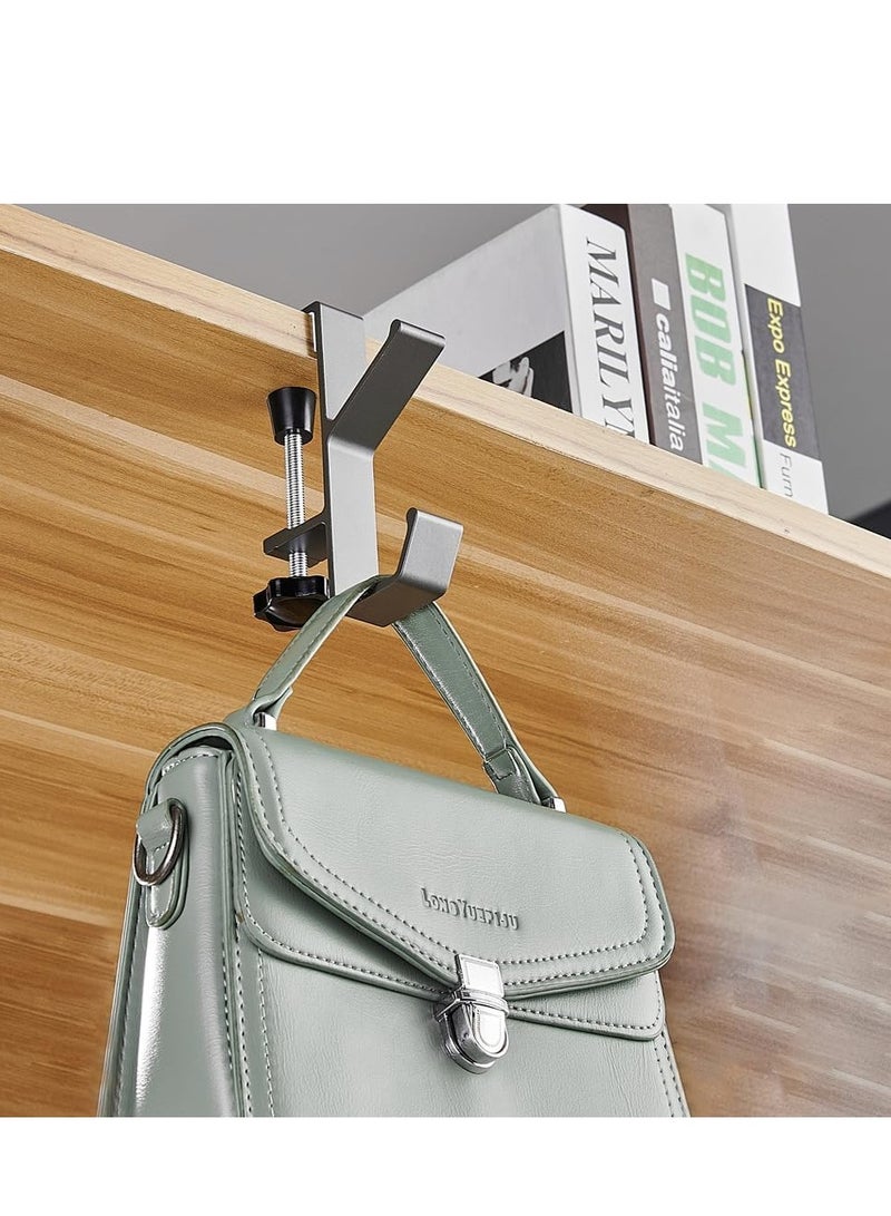 TRASSLE 2Pcs Clamp-On Under Desk Headphone Holder Backpack Hook Students' Desk Hook with Adjustable Arm Clamp Women's Bag Handbag and Purse Holder,suitable for tables of thicknesses 1-5cm  - Image 4