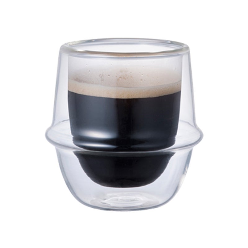 KINTO 23104 KRONOS Double Wall Espresso Cup 28 fl oz 80 ml Heat Resistant Glass Microwave and Dishwasher Safe Gift Present