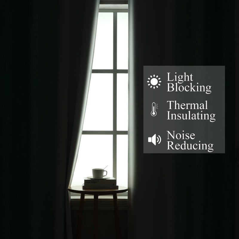 Estelar Textiler Teal and Greyish White Blackout Curtains 63 Inches Long  Room Darkening Grommet Curtains for Bedroom  Thermal Insulated Ombre Blackout Drapes for Living Room  52Wx63L  2 Panels - Image 3