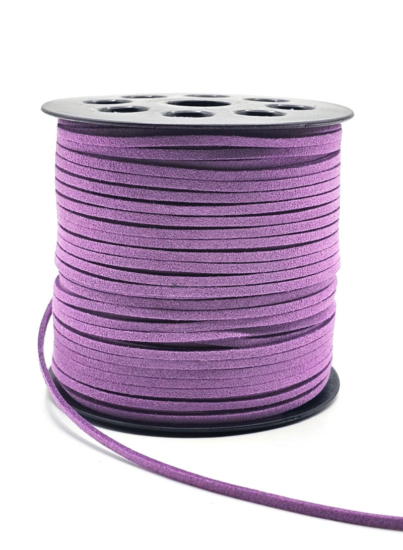 سلك من الجلد السويدي الأرجواني 2.6 مم، سلك من الجلد الصناعي المسطح بطول 100 ياردة للقلائد والأساور وصناعة المجوهرات والخرز والحرف اليدوية - Image 1