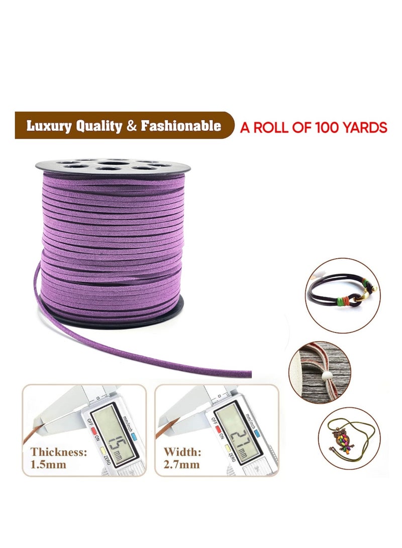 سلك من الجلد السويدي الأرجواني 2.6 مم، سلك من الجلد الصناعي المسطح بطول 100 ياردة للقلائد والأساور وصناعة المجوهرات والخرز والحرف اليدوية - Image 2