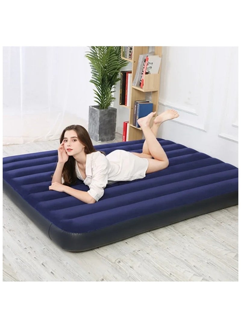 Outdoor Thick Inflatable Air Bed – Plus-Size Single/Double Folding Mattress, Heavy-Duty PVC, Blue – Convenient for Camping & Travel  - Image 2