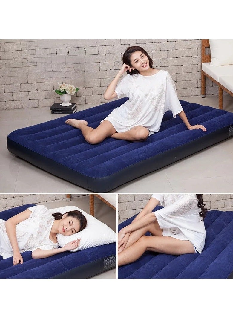 Outdoor Thick Inflatable Air Bed – Plus-Size Single/Double Folding Mattress, Heavy-Duty PVC, Blue – Convenient for Camping & Travel  - Image 3