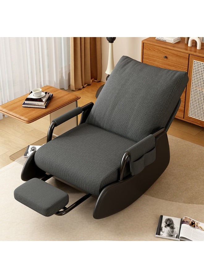 Old_Feller Modern rocking chair, Modern style rocking armchair with footrest and side pockets, Three-position adjustable upholstered high back rocking chair, Lounge chair for balcony, Lazy sofa chair for lounge living room bedroom patio garden （Grey/Black） - Image 1