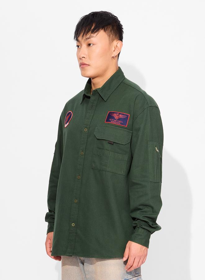 ذا سوليد ستور قميص بتفاصيل مرقعة - Image 4