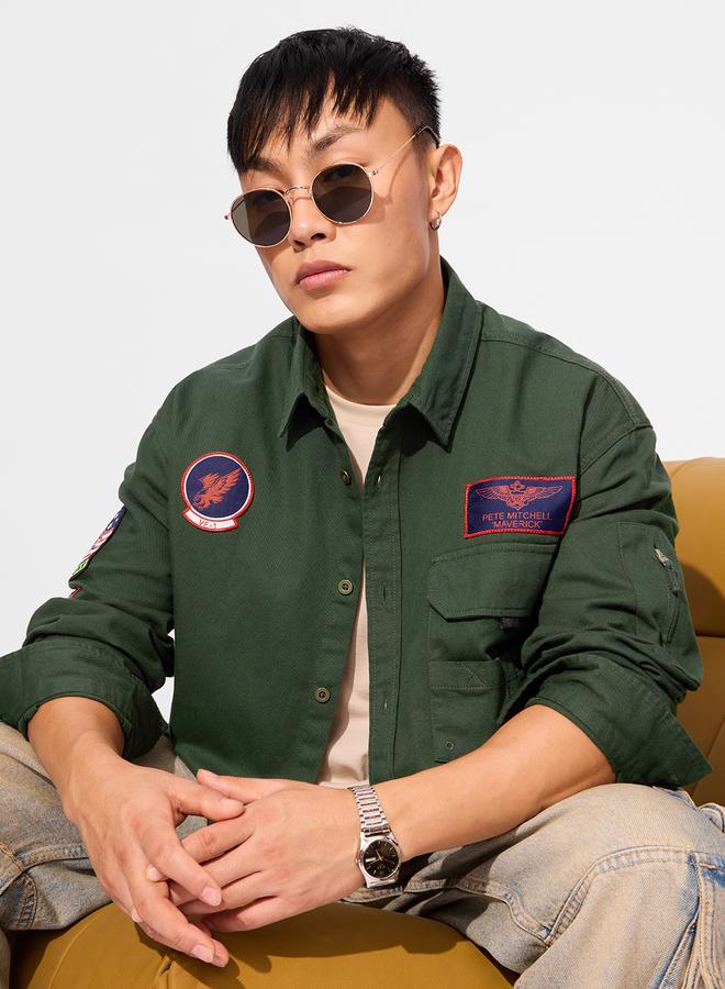 ذا سوليد ستور قميص بتفاصيل مرقعة - Image 3