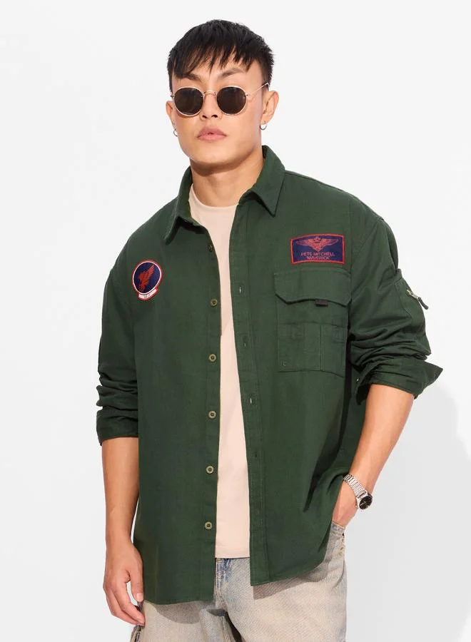 ذا سوليد ستور قميص بتفاصيل مرقعة